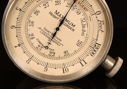 VERY RARE ALUMINIUM MAXIMUM HEIGHT RECORDER ALTIMETER BY NEGRETTI & ZAMBRA No 168 c1914