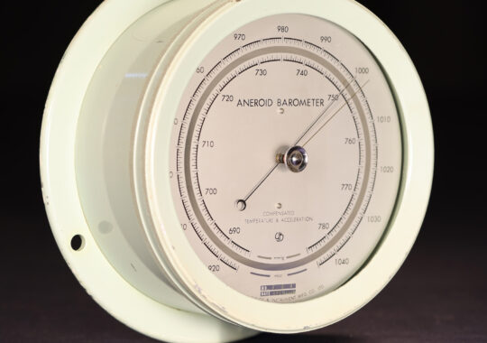 SCARCE LARGE MARINE BULKHEAD BAROMETER BY YANAGI No 553 c1969 – ARCHIVE