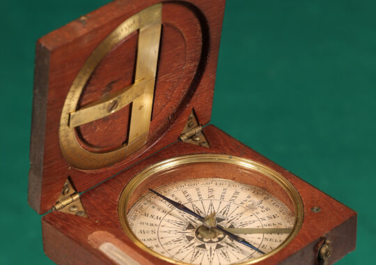 VERY UNUSUAL GEORGIAN POCKET COMPASS WITH PROTRACTOR & SPIRIT LEVEL c1820