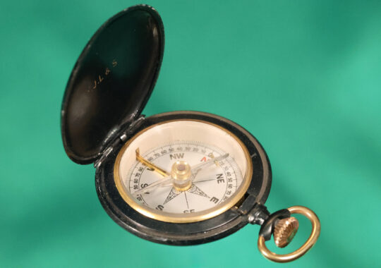 ANTIQUE SHALLOW HUNTER CASED COMPASS BY FRANCIS BARKER c1890